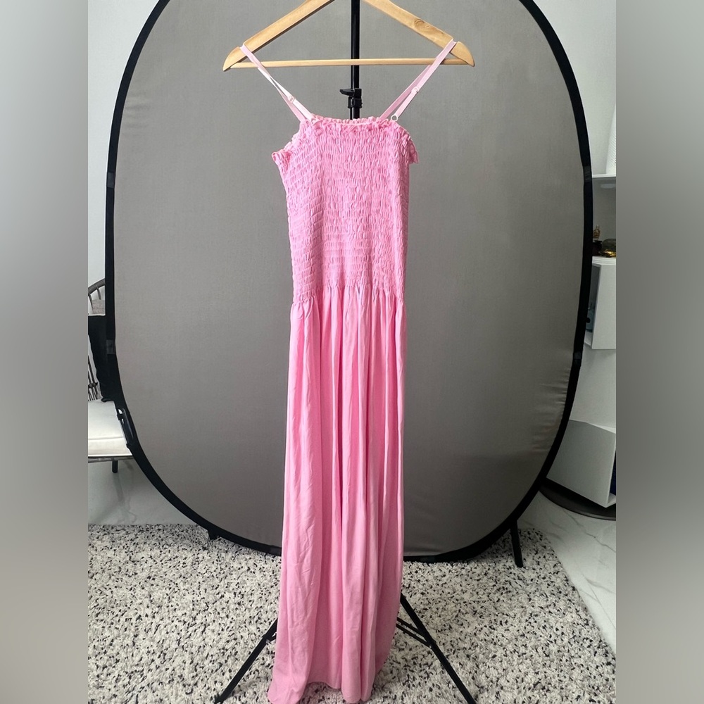 Pink Smocked Maxi Dress